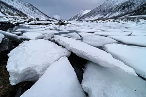 Polar Climate Prints: Ice blocks in Sifjordbotn, Senja, Troms og Finnmark, Norway, Scandinavia, Europe