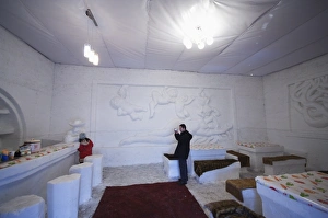 Images Dated 2nd February 2008: An ice carved coffee shop at the Snow and Ice Sculpture Festival, Sun Island Park