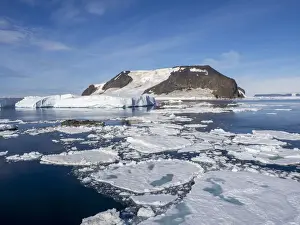 Ice chokes the waters surrounding James Ross Island and Lockyer Island, Weddell Sea, Antarctica, Polar Regions