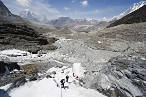 Climber Prints: Ice climbing in Chukhung Valley, Solu Khumbu Everest Region, Sagarmatha National Park