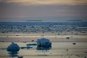 Ice floe in midnight light, Southern Ocean, Antarctic, Polar Regions