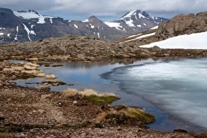 West Fjords Prints: Ice melting on a mountain pass, Strandir, West Fjords, Iceland, Polar Regions