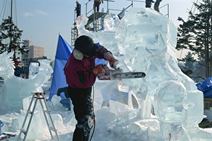 Artist Prints: Ice sculptor at work