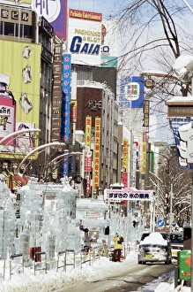 Ice Sculpture Prints: Ice sculptures in Susukino street