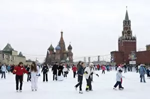 Images Dated 9th February 2008: Ice skating in Red Square, UNESCO World Heritage Site, Moscow, Russia, Europe