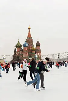 Portraits Prints: Ice skating in Red Square, UNESCO World Heritage Site, Moscow, Russia, Europe