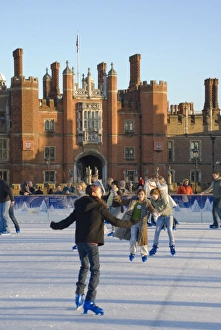 Ice Rink Prints: Ice skating rink in winter, Hampton Court, London, England, United Kingdom, Europe