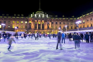 Text Prints: Ice skating, Somerset House, London, England, United Kingdom, Europe