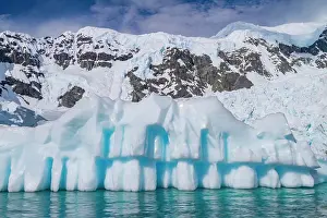 Glacier Prints: Detail of icebergs with blue tones in water near the Antarctic Peninsula during Austral summer months in Antarctica