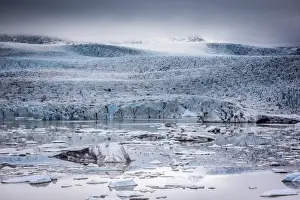 Jokulsarlon Prints: Icebergs floating in the Glacier Lagoon beneath Breidamerkurjokull glacier, Jokulsarlon