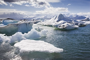Glacial Prints: Icebergs in glacial lagoon at Jokulsarlon, Iceland, Polar Regions