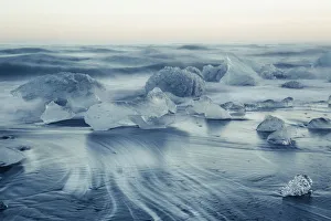 Jokulsarlon Prints: Icebergs on Jokulsarlon black ice beach, Iceland, Polar Regions