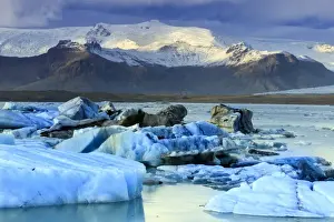 Icebergs in the Jokulsarlon glacial lake in Vatnajokull National Park in southeast Iceland