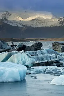 Icebergs in the Jokulsarlon glacial lake in Vatnajokull National Park in southeast Iceland