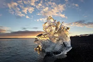 Black Sand Prints: Icebergs at sunset on Jokulsa Beach