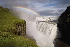 Fall Collection: Icelands most famous waterfall tumbles 32m into a steep sided canyon
