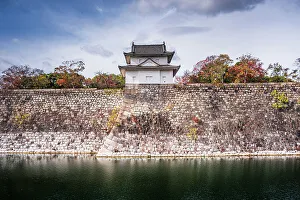 Historic Site Prints: Ichiban-yagura Turret in autumn, Osaka Castle moat, Osaka, Honshu, Japan, Asia