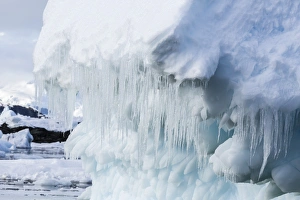 Melting Prints: Icicles hanging from iceberg in the Yalour Islands