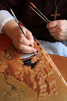 Notre Dame Du Bec Prints: Icon painting at Notre Dame du Bec Benedictine Abbey, Le Bec Hellouin, Eure