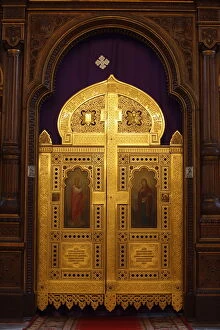 Images Dated 10th March 2009: Iconostasis door in the Russian Orthodox church of the Holy Trinity, Jerusalem, Israel