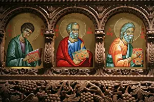 Halo Prints: Icons on church iconostasis at Aghiou Pavlou Monastery on Mount Athos, Mount Athos