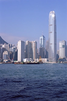 Two International Finance Center Prints: Two IFC Building, Central, from Victoria Harbour, Hong Kong, China, Asia