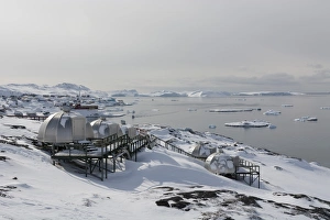 Ilulissat Prints: Igloos outside the Arctic Hotel in Ilulissat, Greenland, Denmark, Polar Regions