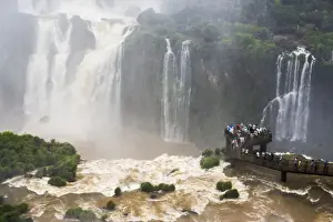 Viewing Platform Prints: Iguazu Falls, Brazil side, UNESCO World Heritage Site, viewing platform for Devils Throat