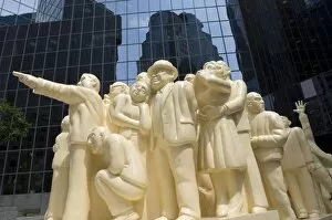 The Illuminated Crowd sculpture in downtown Montreal, Quebec, Canada, North America