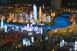 Model Prints: Illuminated scale plan of the Shanghai of the future, Shanghai Urban Planning