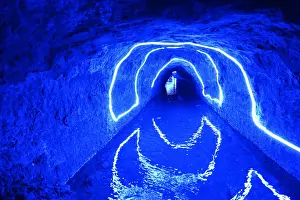 Tunnel Prints: Illuminated underground karez (water canals) in the oasis town of Turpan, Silk Road