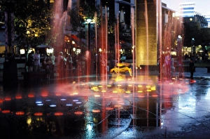 Victoria Prints: Illuminated water fountain, South Bank, Melbourne, Victoria, Australia, Pacific