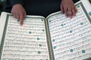 Quran Prints: Imam reading the Quran in a mosque, Seine-e-Marne, France, Europe