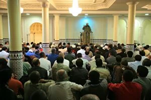 Imam Tarek Oubrou preaching in Bordeaux mosque before Friday prayers, Bordeaux