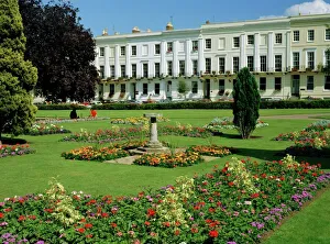 Lawn Prints: Imperial Gardens and Regency Terrace, Cheltenham, Gloucestershire, England, UK, Europe