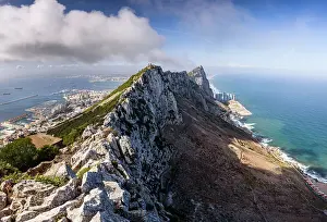 Historical Site Prints: Impressive panoramic view over the Rock of Gibraltar and the peninsula