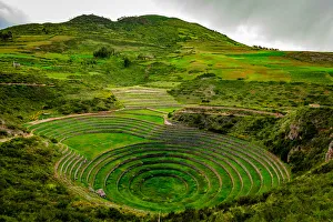 Terraced Field Prints: Inca terraces, ruins, Moray, Peru, South America