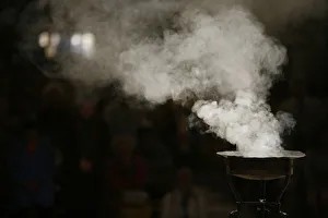 Incense Prints: Incense burning in Paris cathedral, Paris, France, Europe