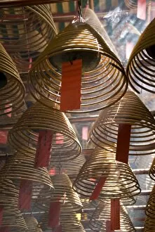 Images Dated 29th April 2010: Incense cones hung from the ceiling, Man Mo Temple, Sheung Wan, Hong Kong, China, Asia