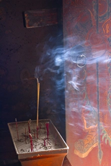 Taoist Prints: Incense smoke, Tin Hau temple, Sai kung, Hong Kong, China, Asia