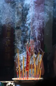 Smoke Prints: Incense sticks, Taoist temple, Phuoc An Hoi Quan Pagoda, Ho Chi Minh City, Vietnam