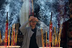 Incense sticks, Taoist temple, Phuoc An Hoi Quan Pagoda, Ho Chi Minh City, Vietnam
