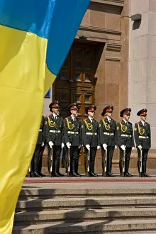 Images Dated 23rd August 2008: Independence Day, Ukrainian national flags flying in Maidan Nezalezhnosti