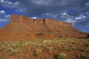 Rock Cliff Prints: Indian Creek Valley with red sandstone cliffs in the background
