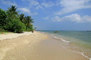 Seashell Prints: Indian Ocean and sandy tropical beach at Pasikudah Bay, Eastern Province, Sri Lanka, Asia