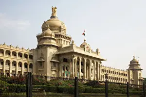 The Indo-Saracenic style Vidhana Soudha (Karnataka State Legislative Assembly) in Bangalore