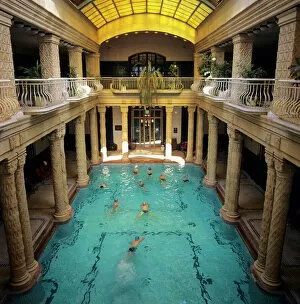Railing Gallery: Indoor baths at the Gellert Hotel, Budapest, Hungary, Europe