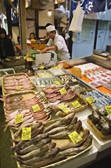 Indoor market fish stall