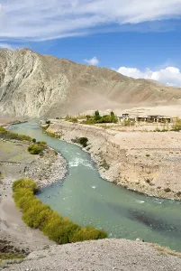 Riverbanks Prints: Indus River valley, Leh district, Ladakh region, state of Jammu and Kashmir, India, Asia