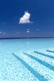 Swimming Pool Prints: Infinity pool in the Maldives, Indian Ocean, Asia